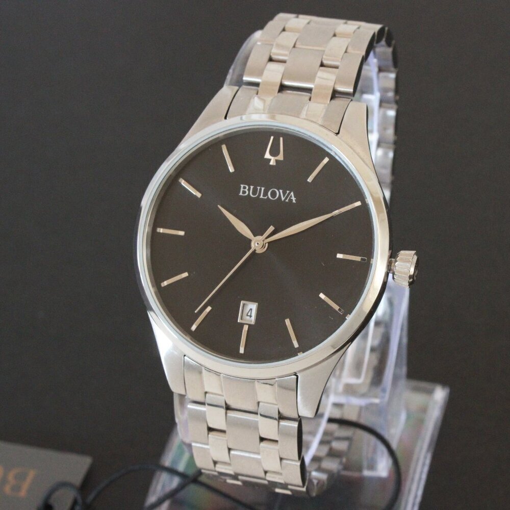 Bulova Ladies Classic Quartz Watch Black Dial Stainless Case Bracelet 36mm - Picture 4 of 11